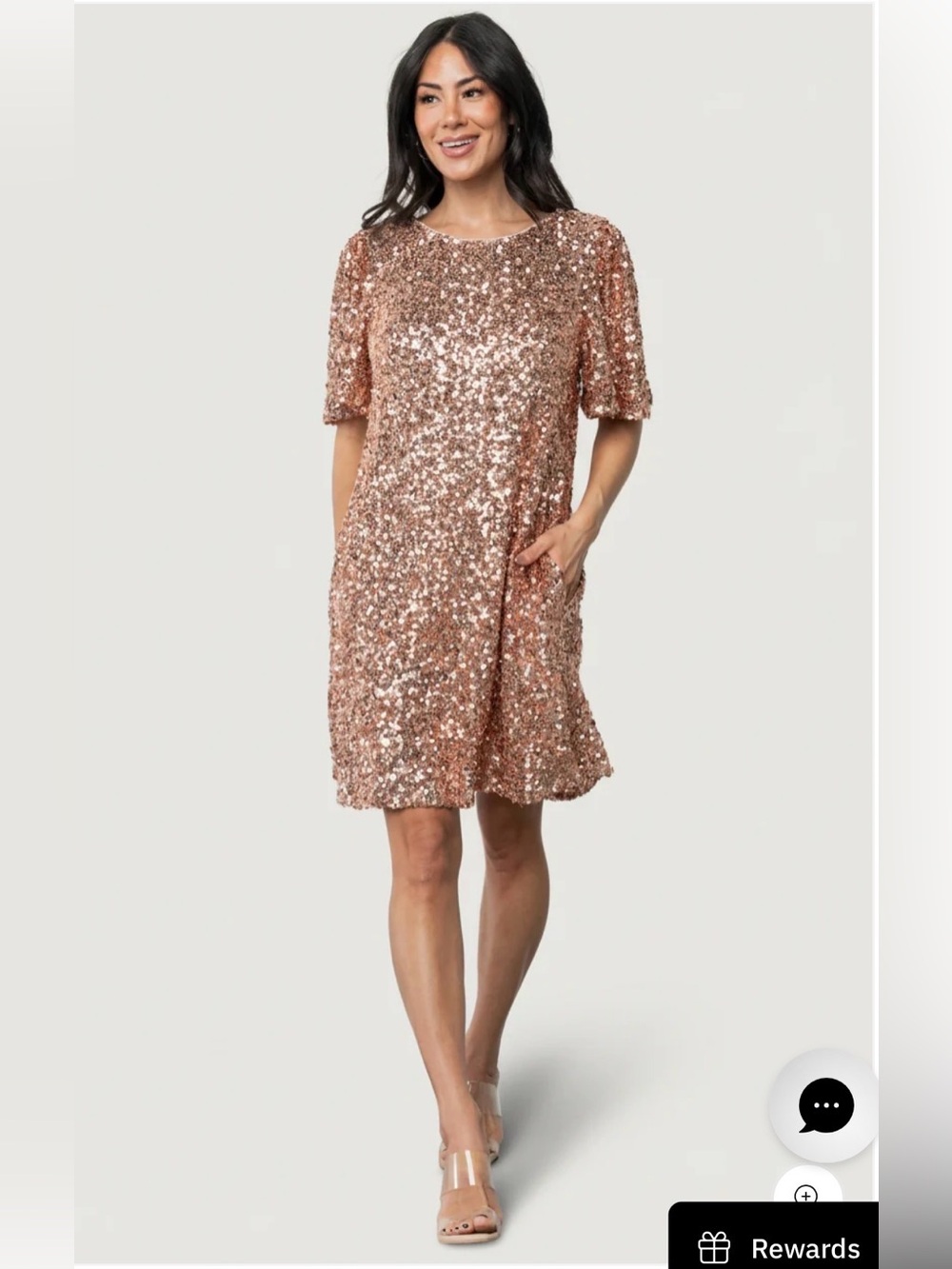 Baltic Born Asta Sequin Dress Rose Gold Size S NWOT